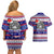 Custom American Samoa Christmas Couples Matching Off Shoulder Short Dress and Hawaiian Shirt Samoan Coat of Arms and Cool Santa Ornament Style LT03 - Polynesian Pride