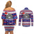 Custom American Samoa Christmas Couples Matching Off Shoulder Short Dress and Long Sleeve Button Shirts Samoan Coat of Arms and Cool Santa Ornament Style LT03 - Polynesian Pride