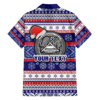 Custom American Samoa Christmas Family Matching Puletasi Dress and Hawaiian Shirt Samoan Coat of Arms and Cool Santa Ornament Style LT03 - Polynesian Pride