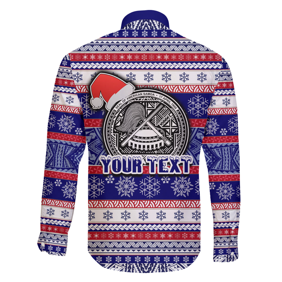Custom American Samoa Christmas Family Matching Puletasi Dress and Hawaiian Shirt Samoan Coat of Arms and Cool Santa Ornament Style LT03 - Polynesian Pride