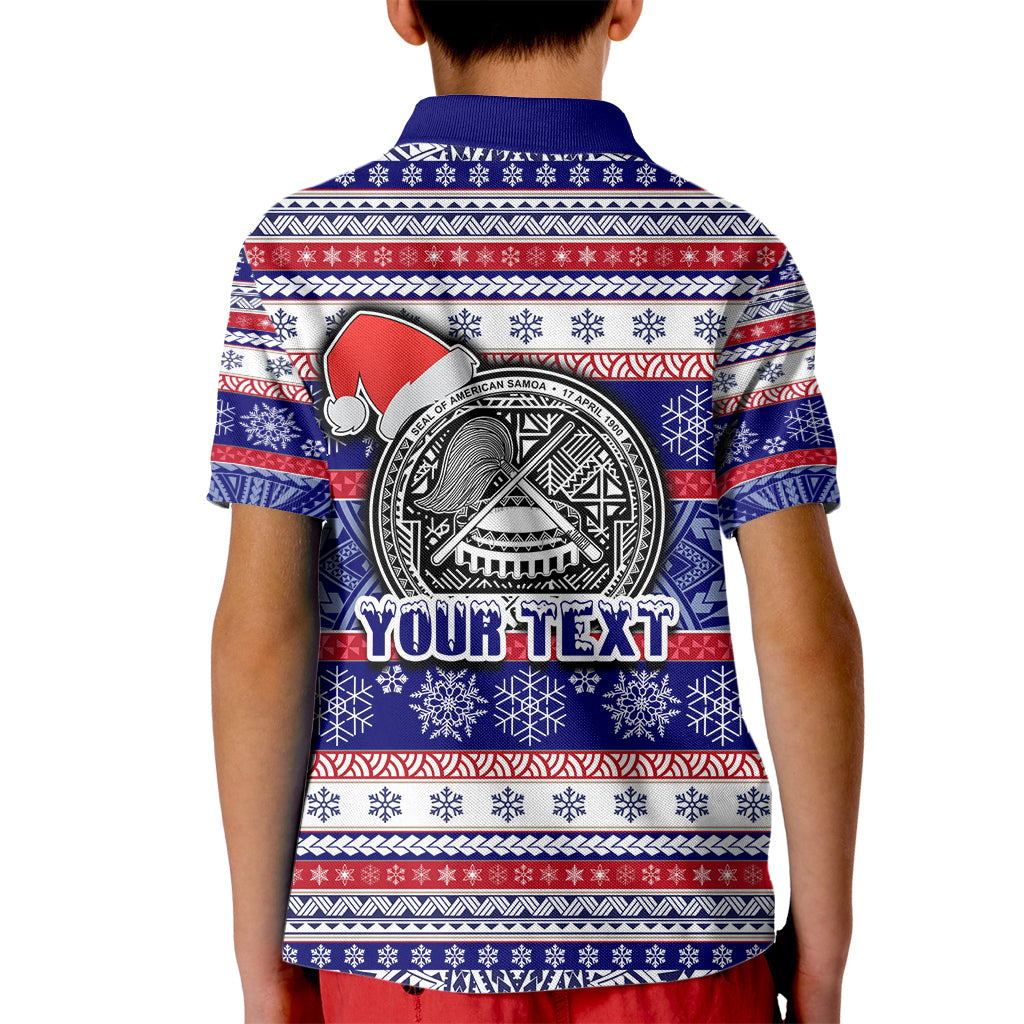 Custom American Samoa Christmas Kid Polo Shirt Samoan Coat of Arms and Cool Santa Ornament Style LT03 - Polynesian Pride