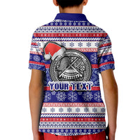 Custom American Samoa Christmas Kid Polo Shirt Samoan Coat of Arms and Cool Santa Ornament Style LT03 - Polynesian Pride