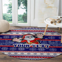 Custom American Samoa Christmas Round Carpet Samoan Coat of Arms and Cool Santa Ornament Style LT03 - Polynesian Pride