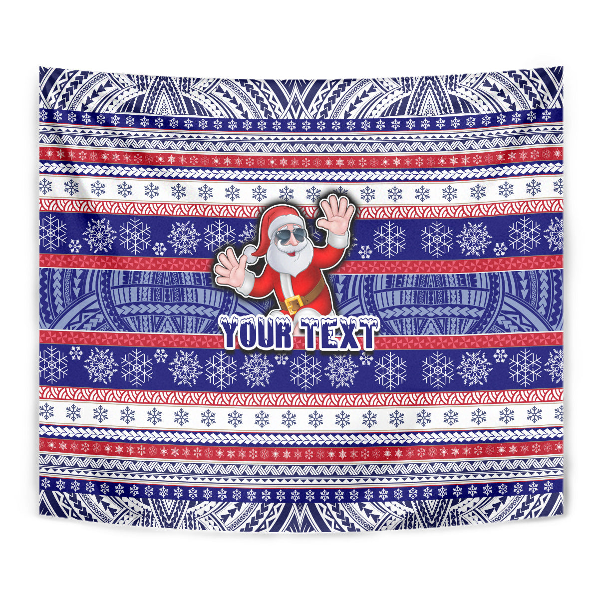 Custom American Samoa Christmas Tapestry Samoan Coat of Arms and Cool Santa Ornament Style LT03 - Polynesian Pride