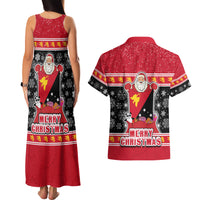 Papua New Guinea Christmas Couples Matching Tank Maxi Dress and Hawaiian Shirt Santa With Flag Of PNG Polynesian Tribal Xmas Vibe LT03 - Polynesian Pride