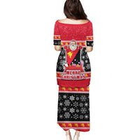 Papua New Guinea Christmas Family Matching Puletasi Dress and Hawaiian Shirt Santa With Flag Of PNG Polynesian Tribal Xmas Vibe LT03 - Polynesian Pride