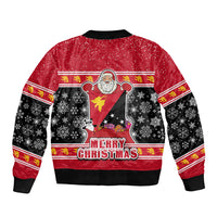 Papua New Guinea Christmas Sleeve Zip Bomber Jacket Santa With Flag Of PNG Polynesian Tribal Xmas Vibe LT03 - Polynesian Pride