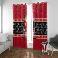 Papua New Guinea Christmas Window Curtain Santa With Flag Of PNG Polynesian Tribal Xmas Vibe LT03 - Polynesian Pride