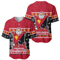 Custom Papua New Guinea Christmas Baseball Jersey Santa With Flag Of PNG Polynesian Tribal Xmas Vibe LT03 - Polynesian Pride