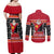 Custom Papua New Guinea Christmas Couples Matching Off Shoulder Maxi Dress and Long Sleeve Button Shirts Santa With Flag Of PNG Polynesian Tribal Xmas Vibe LT03 - Polynesian Pride