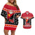 Custom Papua New Guinea Christmas Couples Matching Off Shoulder Short Dress and Hawaiian Shirt Santa With Flag Of PNG Polynesian Tribal Xmas Vibe LT03 Red - Polynesian Pride