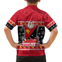 Custom Papua New Guinea Christmas Family Matching Puletasi Dress and Hawaiian Shirt Santa With Flag Of PNG Polynesian Tribal Xmas Vibe LT03 - Polynesian Pride