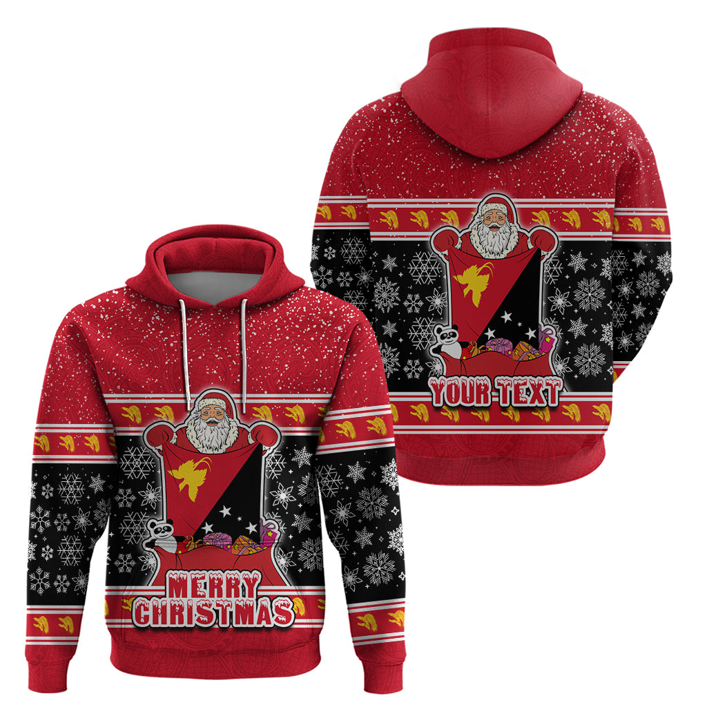 Custom Papua New Guinea Christmas Hoodie Santa With Flag Of PNG Polynesian Tribal Xmas Vibe LT03 - Polynesian Pride