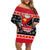 Custom Papua New Guinea Christmas Off Shoulder Short Dress Santa With Flag Of PNG Polynesian Tribal Xmas Vibe LT03 Women Red - Polynesian Pride