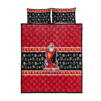 Custom Papua New Guinea Christmas Quilt Bed Set Santa With Flag Of PNG Polynesian Tribal Xmas Vibe LT03 Red - Polynesian Pride