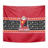 Custom Papua New Guinea Christmas Tapestry Santa With Flag Of PNG Polynesian Tribal Xmas Vibe LT03 - Polynesian Pride