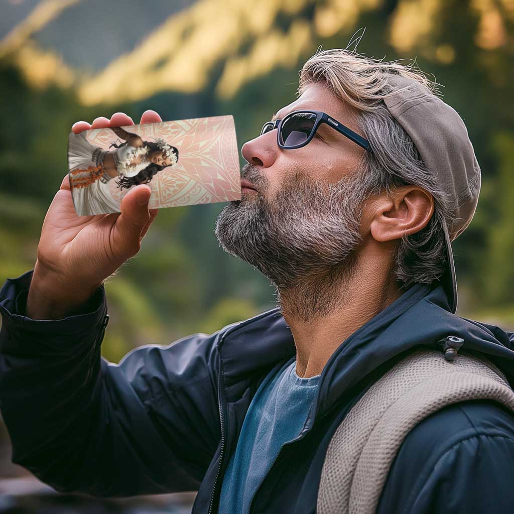 Woman Polynesian Tattoos 4 in 1 Can Cooler Tumbler Tropical Flower - Peach Fuzz Color