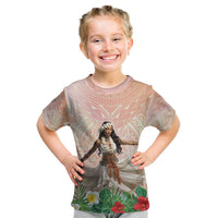 Woman Polynesian Tattoos Kid T Shirt Tropical Flower - Peach Fuzz Color LT03 Peach Fuzz - Polynesian Pride