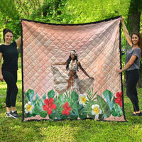 Woman Polynesian Tattoos Quilt Tropical Flower - Peach Fuzz Color LT03 - Polynesian Pride