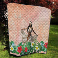 Woman Polynesian Tattoos Quilt Tropical Flower - Peach Fuzz Color LT03 - Polynesian Pride
