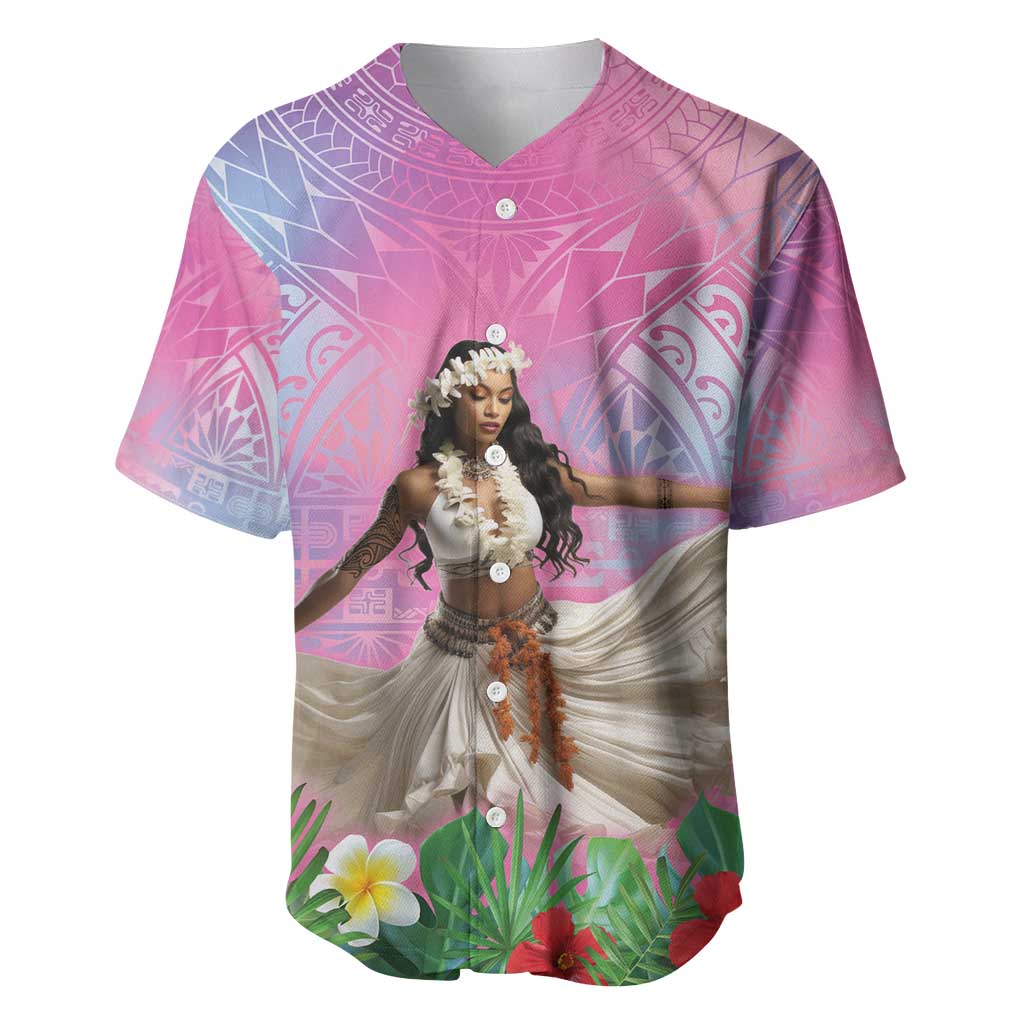 Woman Polynesian Tattoos Baseball Jersey Tropical Flower - Sweets Vibrant Color