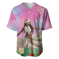 Woman Polynesian Tattoos Baseball Jersey Tropical Flower - Sweets Vibrant Color LT03 Vibrant Gradient - Polynesian Pride