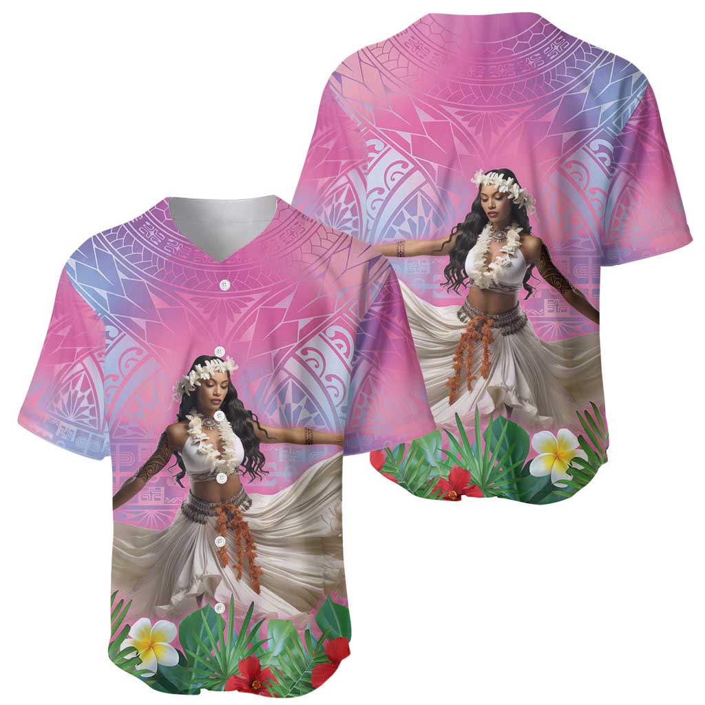 Woman Polynesian Tattoos Baseball Jersey Tropical Flower - Sweets Vibrant Color LT03 - Polynesian Pride