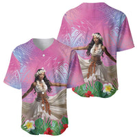 Woman Polynesian Tattoos Baseball Jersey Tropical Flower - Sweets Vibrant Color LT03 - Polynesian Pride