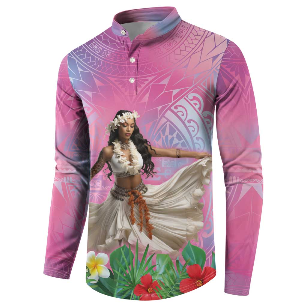 Woman Polynesian Tattoos Button Sweatshirt Tropical Flower - Sweets Vibrant Color LT03 - Polynesian Pride