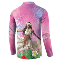Woman Polynesian Tattoos Button Sweatshirt Tropical Flower - Sweets Vibrant Color LT03 - Polynesian Pride