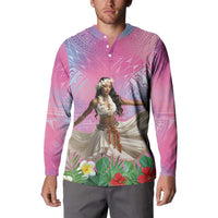 Woman Polynesian Tattoos Button Sweatshirt Tropical Flower - Sweets Vibrant Color LT03 - Polynesian Pride