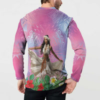Woman Polynesian Tattoos Button Sweatshirt Tropical Flower - Sweets Vibrant Color LT03 - Polynesian Pride
