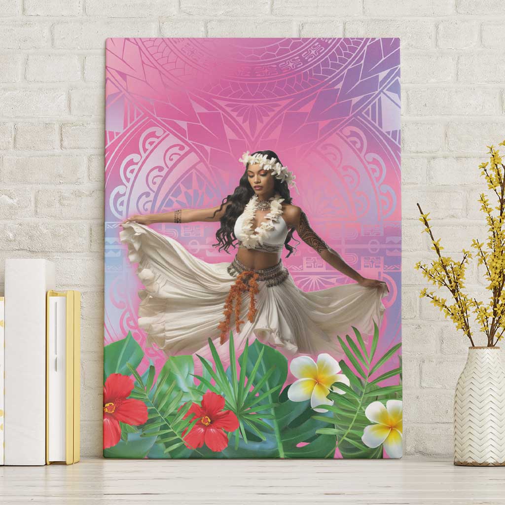 Woman Polynesian Tattoos Canvas Wall Art Tropical Flower - Sweets Vibrant Color