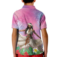 Woman Polynesian Tattoos Kid Polo Shirt Tropical Flower - Sweets Vibrant Color LT03 - Polynesian Pride