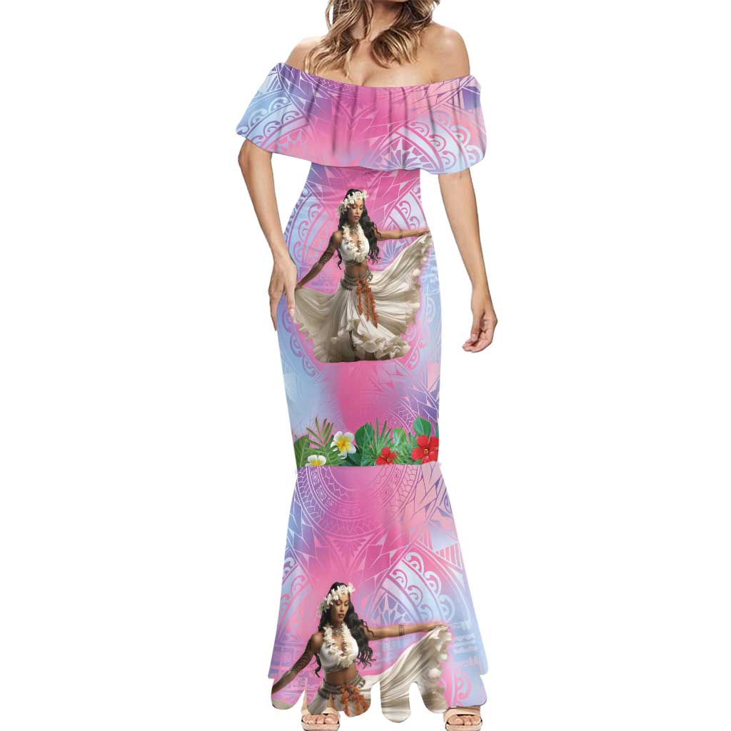 Woman Polynesian Tattoos Mermaid Dress Tropical Flower - Sweets Vibrant Color LT03 - Polynesian Pride