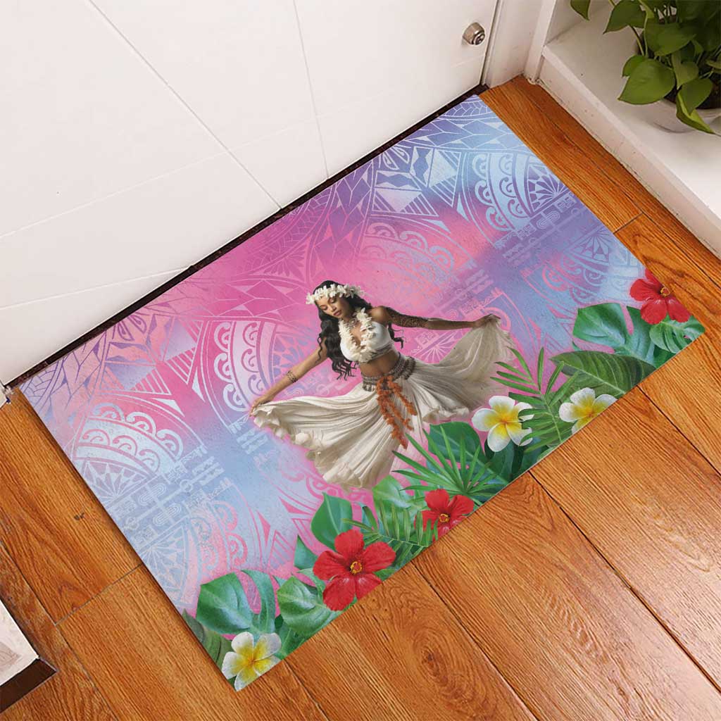 Woman Polynesian Tattoos Rubber Doormat Tropical Flower - Sweets Vibrant Color LT03 - Polynesian Pride