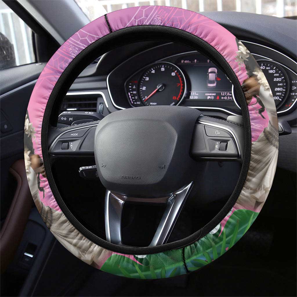 Woman Polynesian Tattoos Steering Wheel Cover Tropical Flower - Sweets Vibrant Color