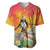 Woman Polynesian Tattoos Baseball Jersey Tropical Flower - Vibrant Hot Color