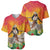 Woman Polynesian Tattoos Baseball Jersey Tropical Flower - Vibrant Hot Color