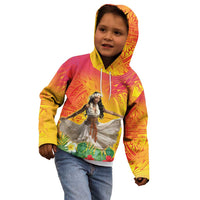 Woman Polynesian Tattoos Kid Hoodie Tropical Flower - Vibrant Hot Color