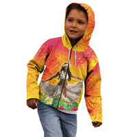 Woman Polynesian Tattoos Kid Hoodie Tropical Flower - Vibrant Hot Color