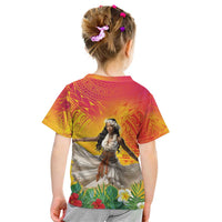Woman Polynesian Tattoos Kid T Shirt Tropical Flower - Vibrant Hot Color LT03 - Polynesian Pride