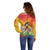 Woman Polynesian Tattoos Off Shoulder Sweater Tropical Flower - Vibrant Hot Color