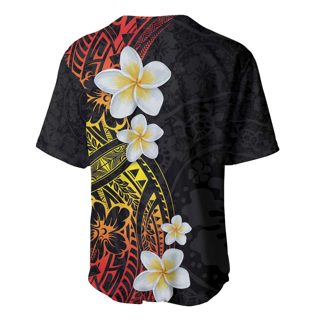 Plumeria Baseball Jersey Polynesian Tribal Frangipani Sunset LT03 - Polynesian Pride