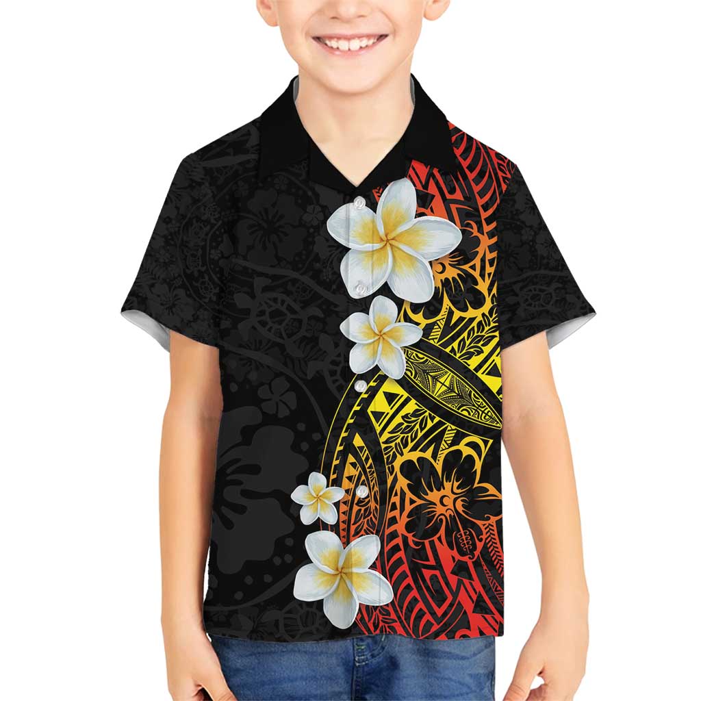 Plumeria Family Matching Summer Maxi Dress and Hawaiian Shirt Polynesian Tribal Frangipani Sunset LT03 Son's Shirt Black - Polynesian Pride