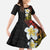 Plumeria Kid Short Sleeve Dress Polynesian Tribal Frangipani Sunset