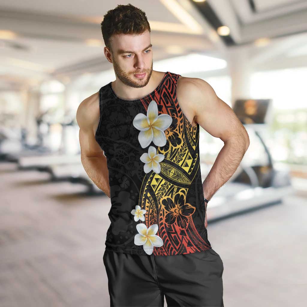 Plumeria Men Tank Top Polynesian Tribal Frangipani Sunset