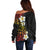 Plumeria Off Shoulder Sweater Polynesian Tribal Frangipani Sunset