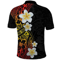 Plumeria Polo Shirt Polynesian Tribal Frangipani Sunset