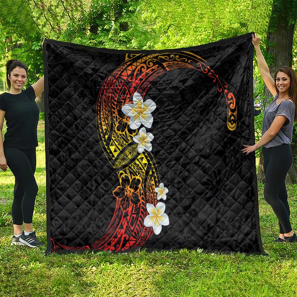 Plumeria Quilt Polynesian Tribal Frangipani Sunset LT03 - Polynesian Pride